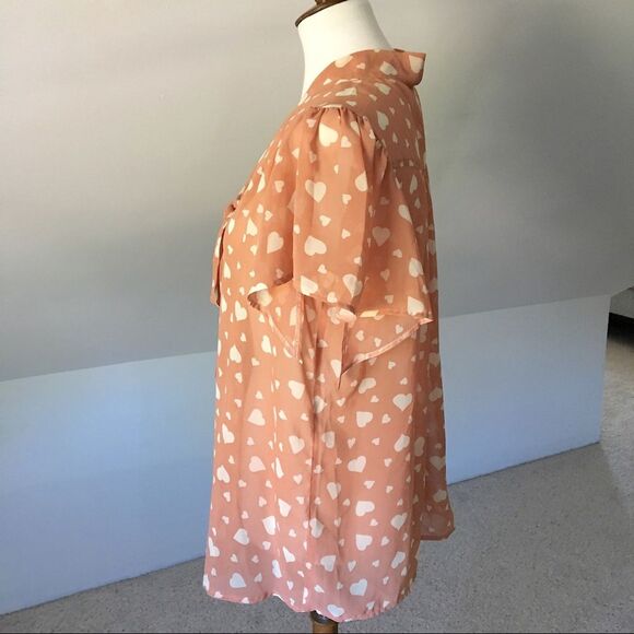 ASOS Tie Neck Lavallière bow Romantic Heart Blouse - Size 6 - Picture 4 of 8